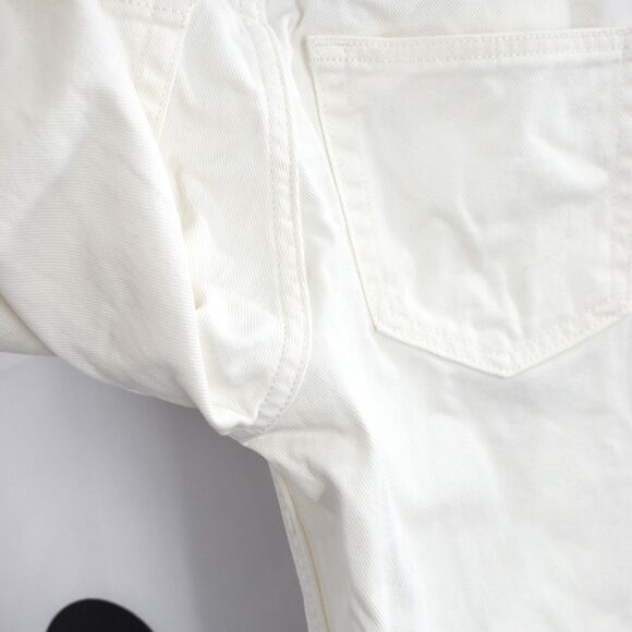 MNG Jeans Nordstrom Mid Rise Button Fly Straight Leg White Denim Jeans Size 2 - Picture 4 of 10